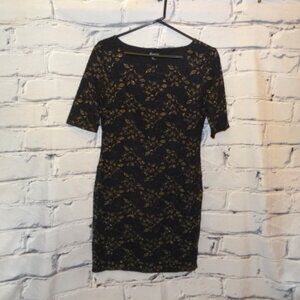 Forever 21 Black w/Gold Lace Dress, Fully Lined. NWOT